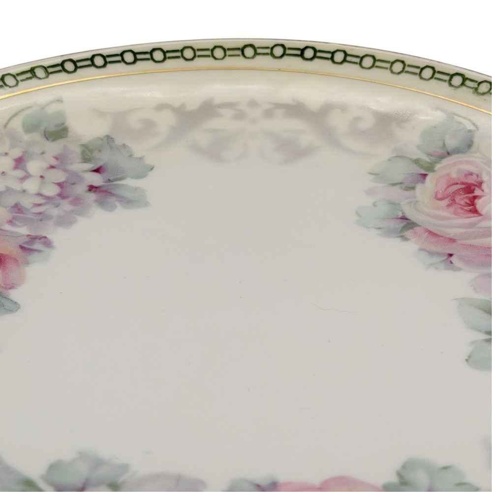 Antique German (K&L) Porcelain Handled Serving Platter Pink Roses Gold c.1910 - Picture 9 of 16